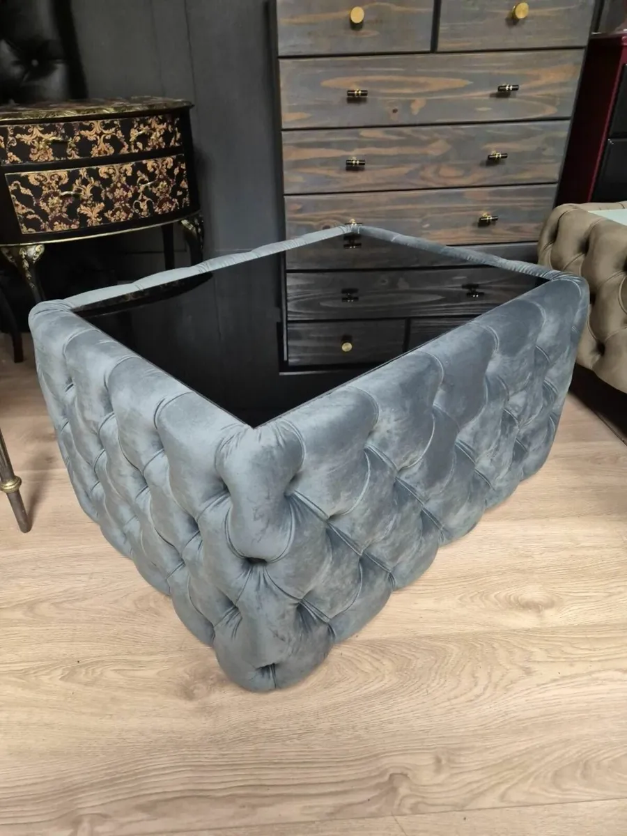 Chester Lux Coffee Table Velvet Rectangle 83x63x45 - Image 1