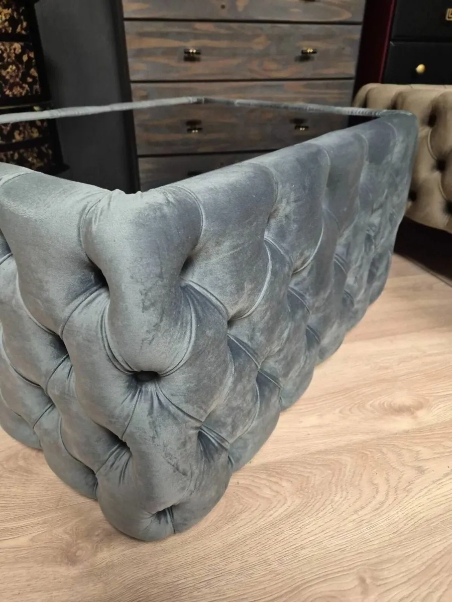Chester Lux Coffee Table Velvet Rectangle 83x63x45 - Image 2
