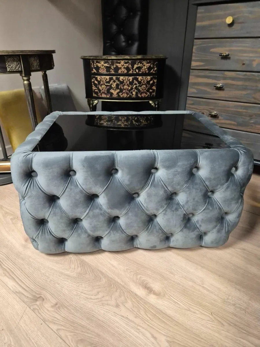 Chester Lux Coffee Table Velvet Rectangle 83x63x45 - Image 3