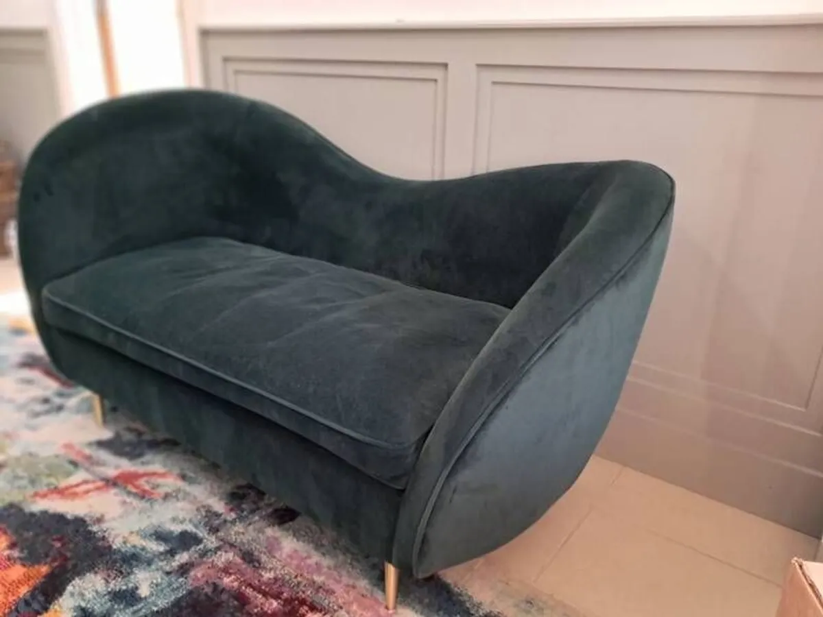 2 Seater Green Velvet Sofa - Image 3