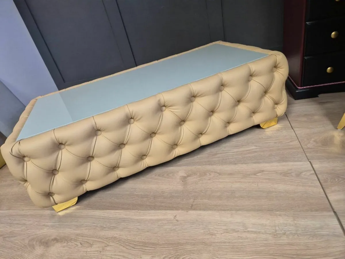 Coffee Table Eco Leather Rectangle 123x63x4 - Image 4