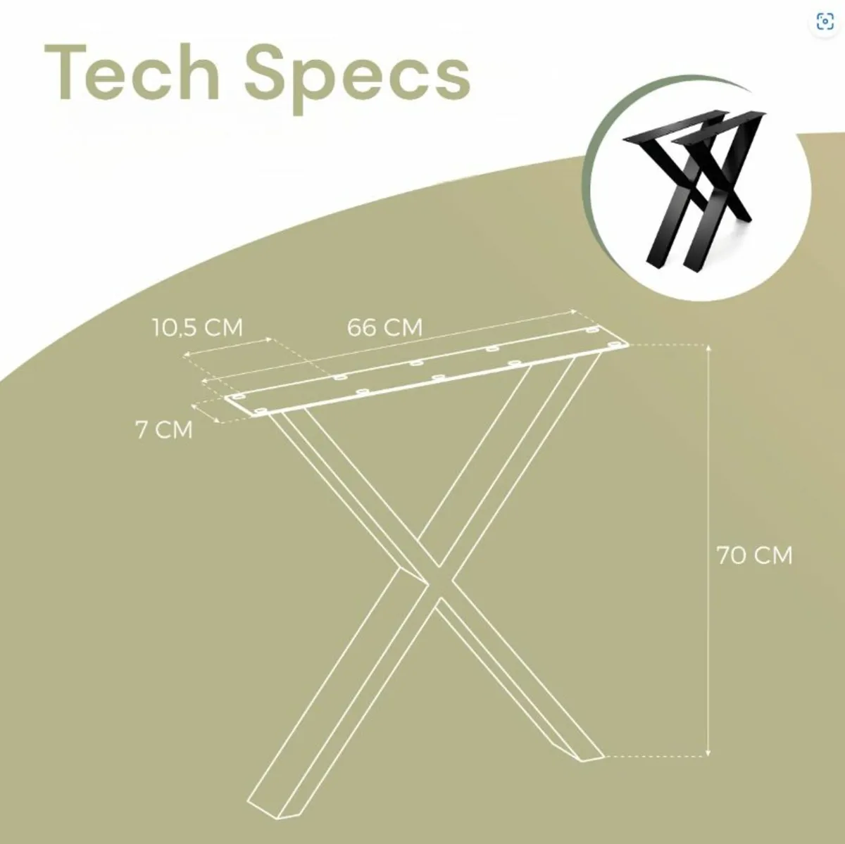 Table Legs 66×70 cm Type X - Image 2