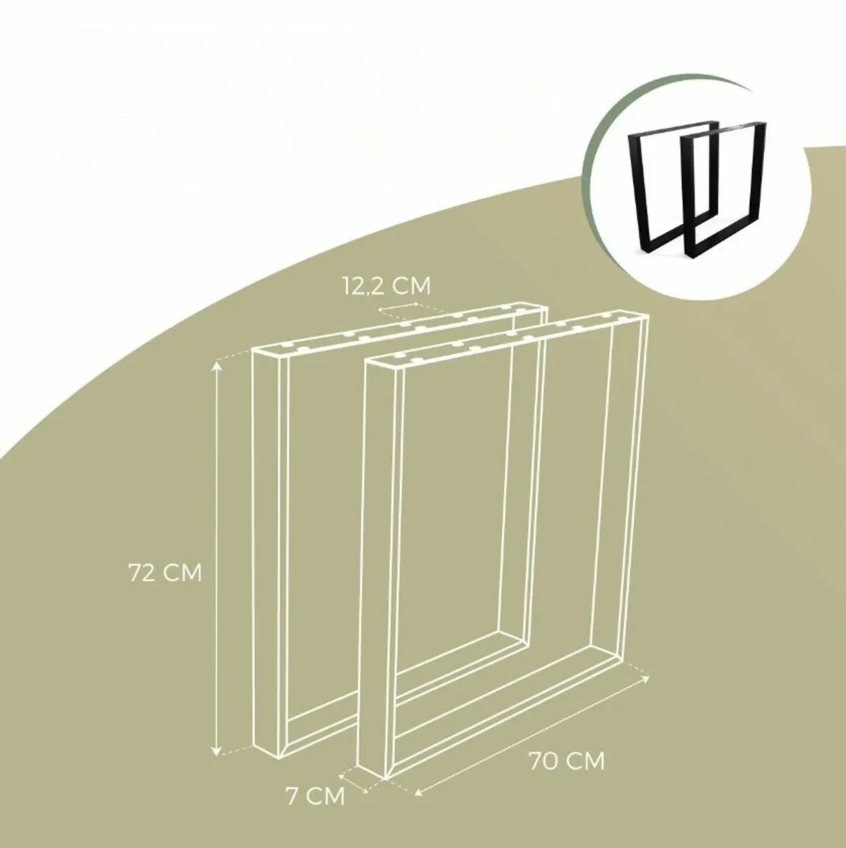 Table Legs 70×72 cm Type “Rectangle” Loft Style - Image 2