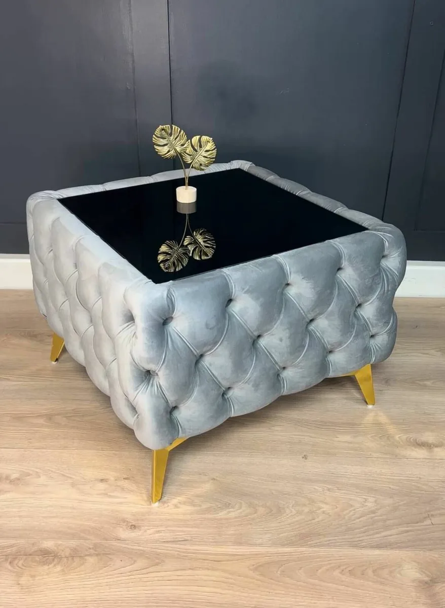Chester Lux Square Coffee Table 63x63x45cm Velvet - Image 4