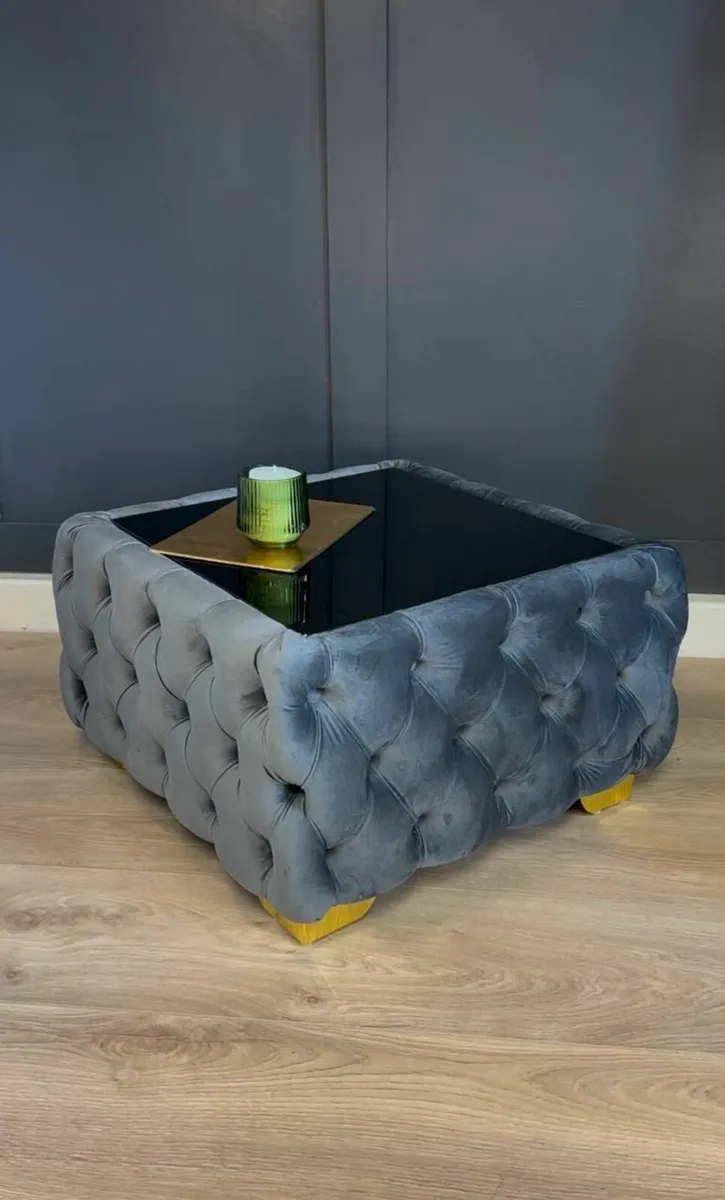 Chester Lux Square Coffee Table 63x63x45cm Velvet - Image 1