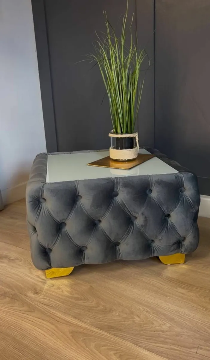 Chester Lux Square Coffee Table 63x63x45cm Velvet - Image 2