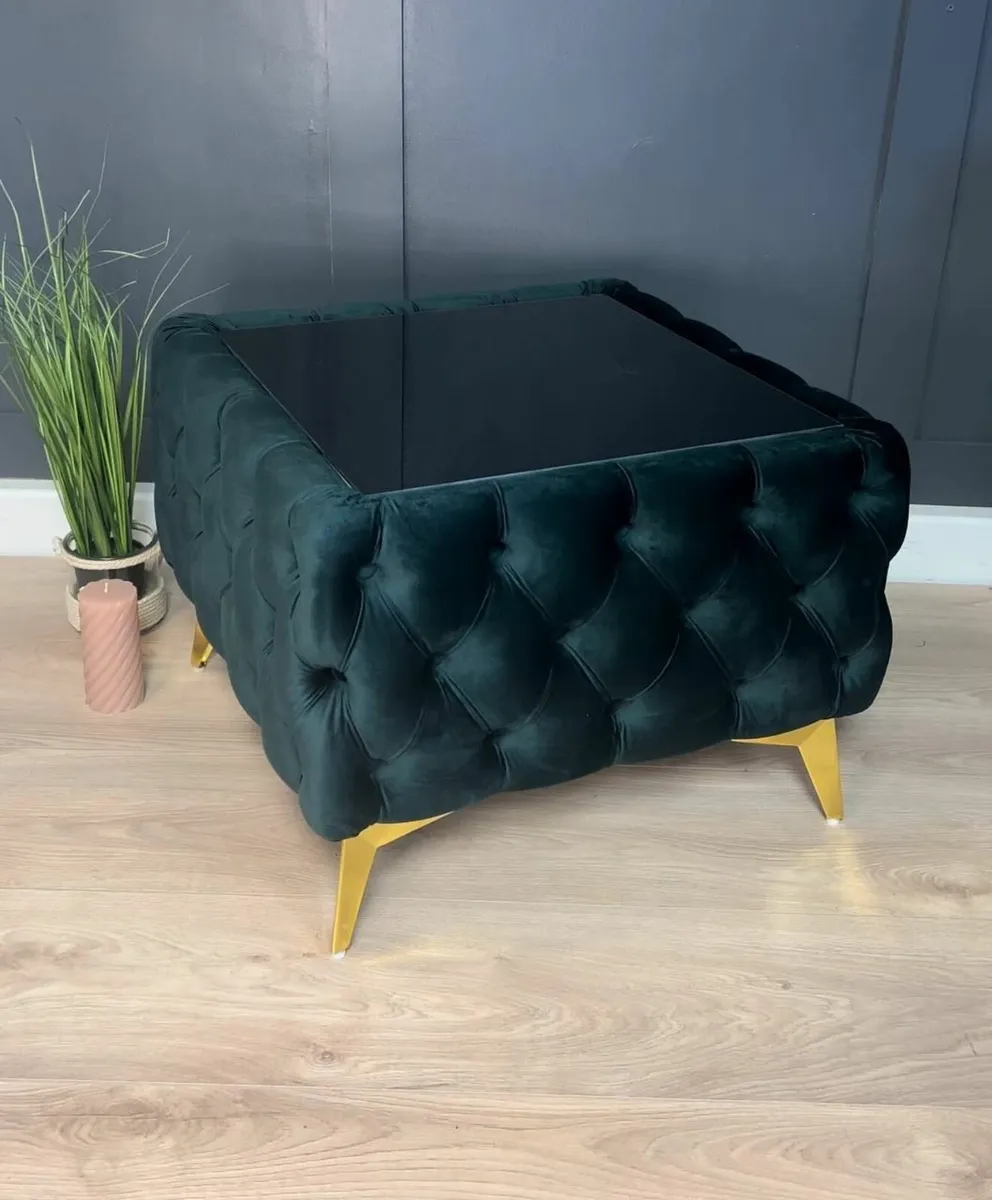 Chester Lux Square Coffee Table 63x63x45cm Velvet - Image 1