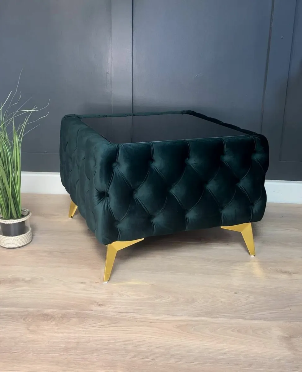 Chester Lux Square Coffee Table 63x63x45cm Velvet - Image 2