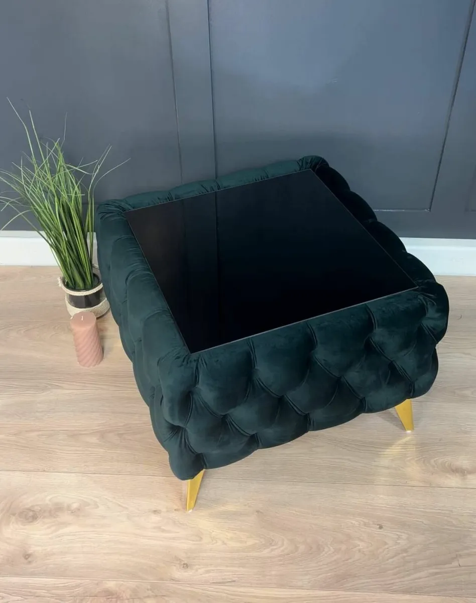 Chester Lux Square Coffee Table 63x63x45cm Velvet - Image 3