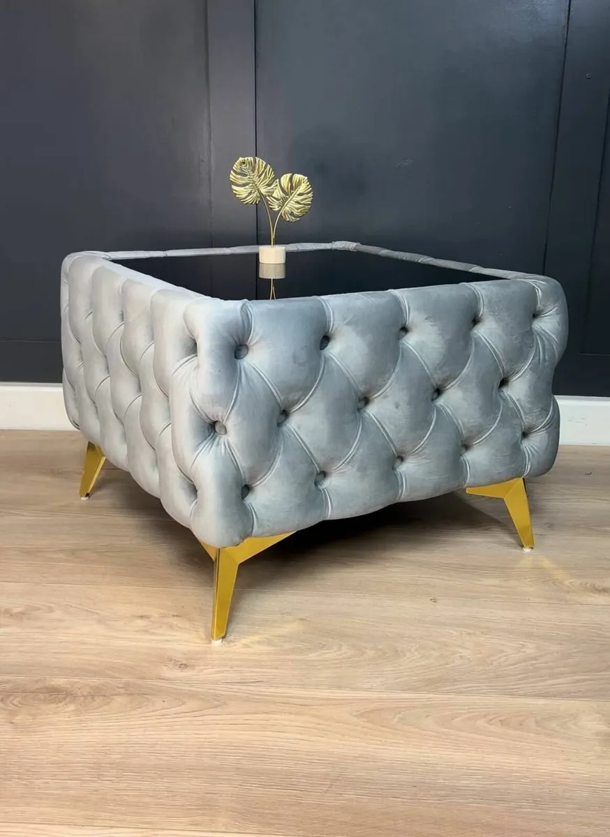 Chester Lux Square Coffee Table 63x63x45cm Velvet - Image 1