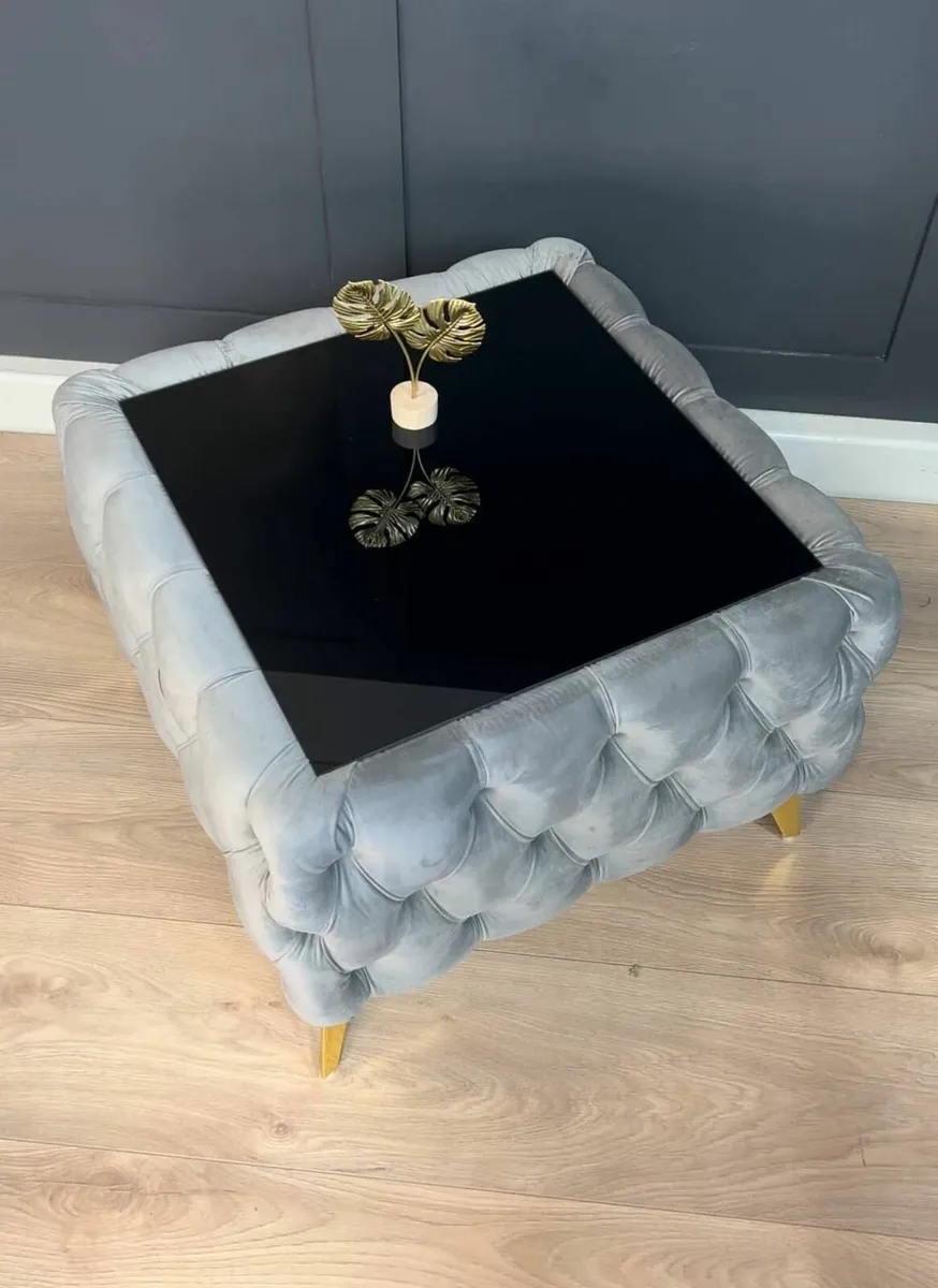 Chester Lux Square Coffee Table 63x63x45cm Velvet - Image 2