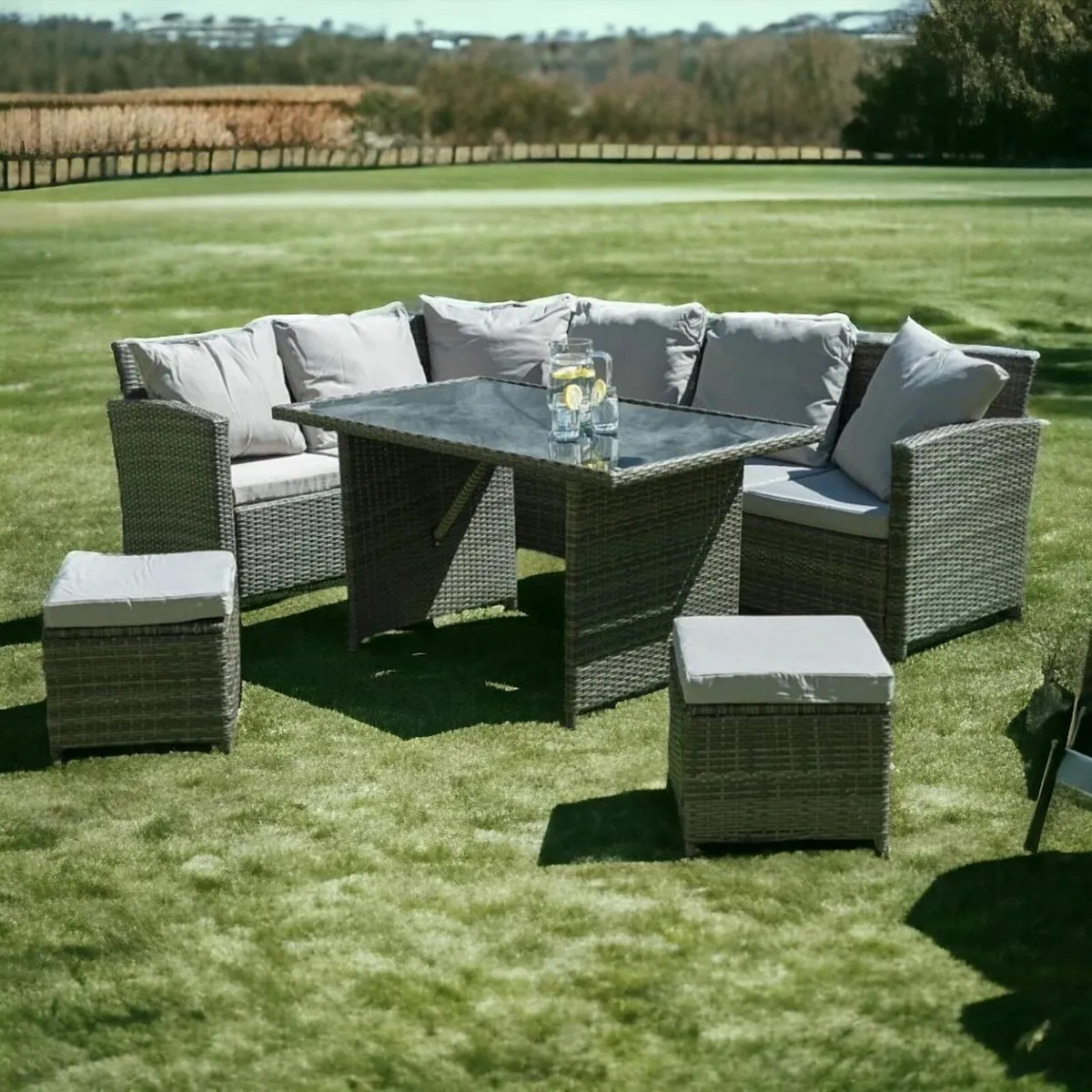 Rattan Corner Sofa Set Dining Table FREE DELIVERY - Image 1