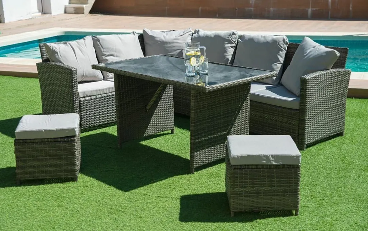 Rattan Corner Sofa Set Dining Table FREE DELIVERY - Image 1