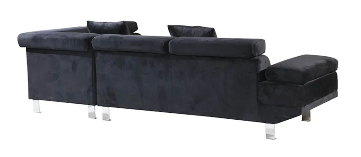 Chic Black Velvet L-Shaped Sofa Premium - Image 3