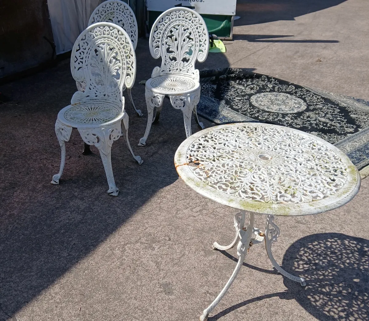 Garden Cast Iron Garden Set Table & 3 Chairs - Image 3