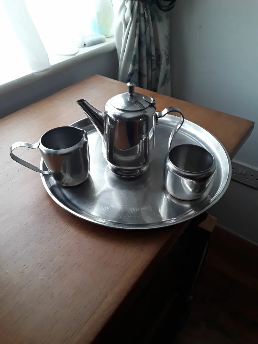 Stainless steel coffee pot sugar bowl jug tray - Image 1