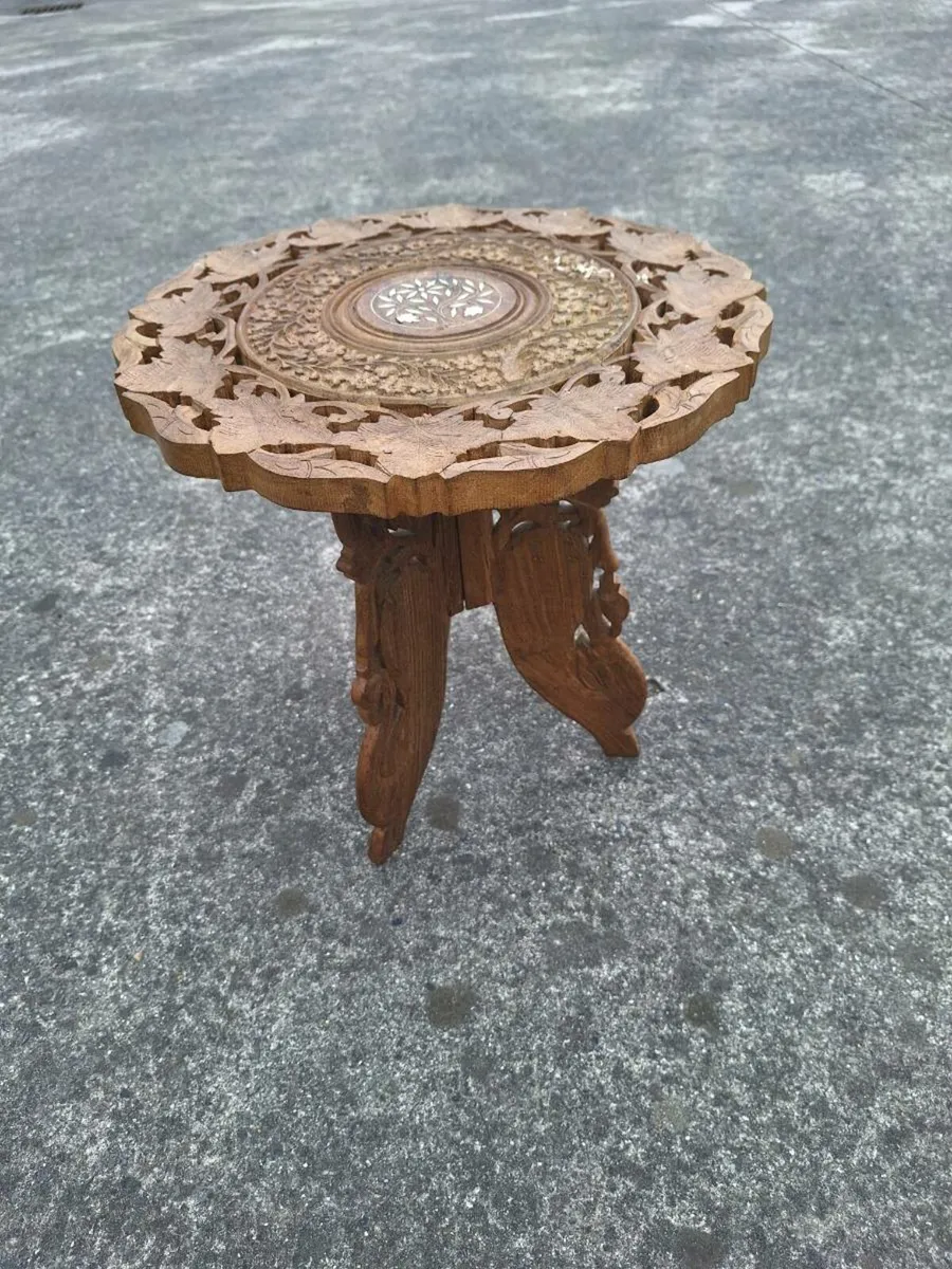 Miniature hardwood fold up table see dimensions - Image 1