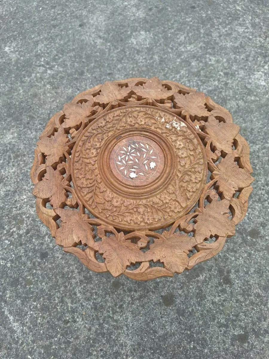 Miniature hardwood fold up table see dimensions - Image 2