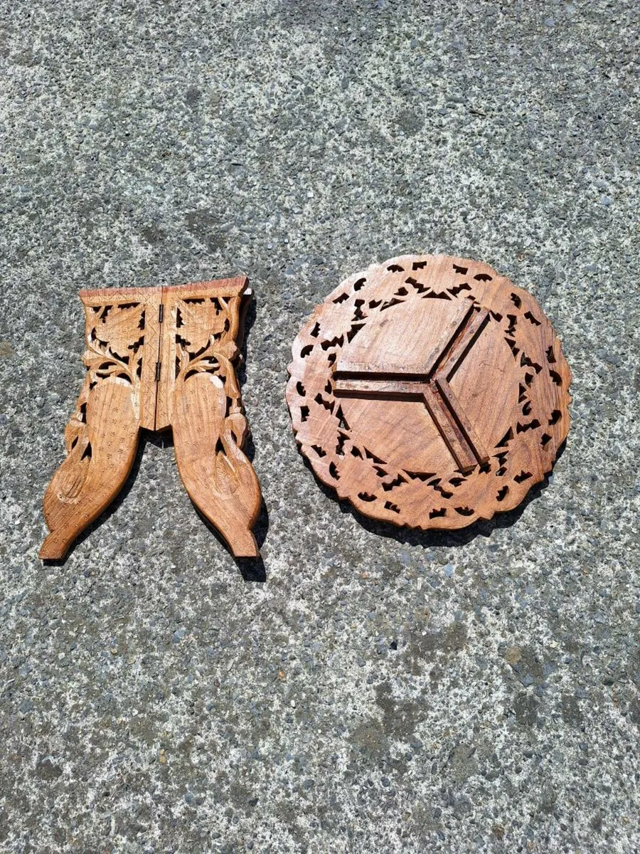 Miniature hardwood fold up table see dimensions - Image 4