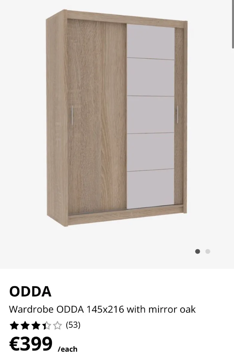 Sliding Wardrobes 2 Two Door with Mirror Wardrobe - Image 1