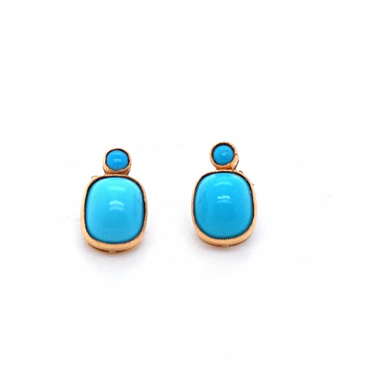 Vintage Turquoise & 18k Yellow Gold Earrings - Image 4