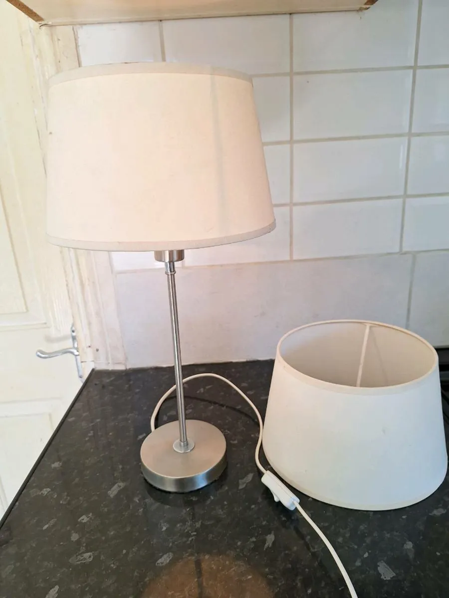 Chrome table lamp with spare shade