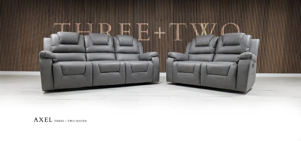 Axel 3+2 Grey Technology Fabric Recliner Sofa - Image 1