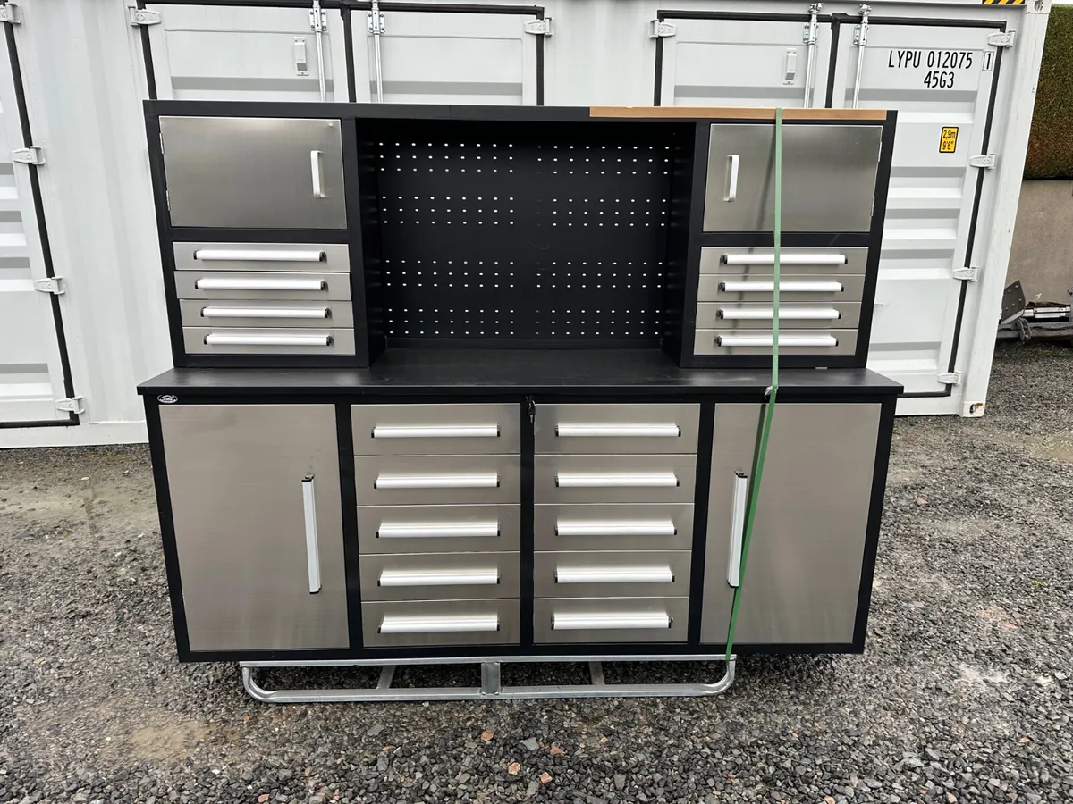 7ft Work Bench with 18 Drawers **Online Auction** - Image 1