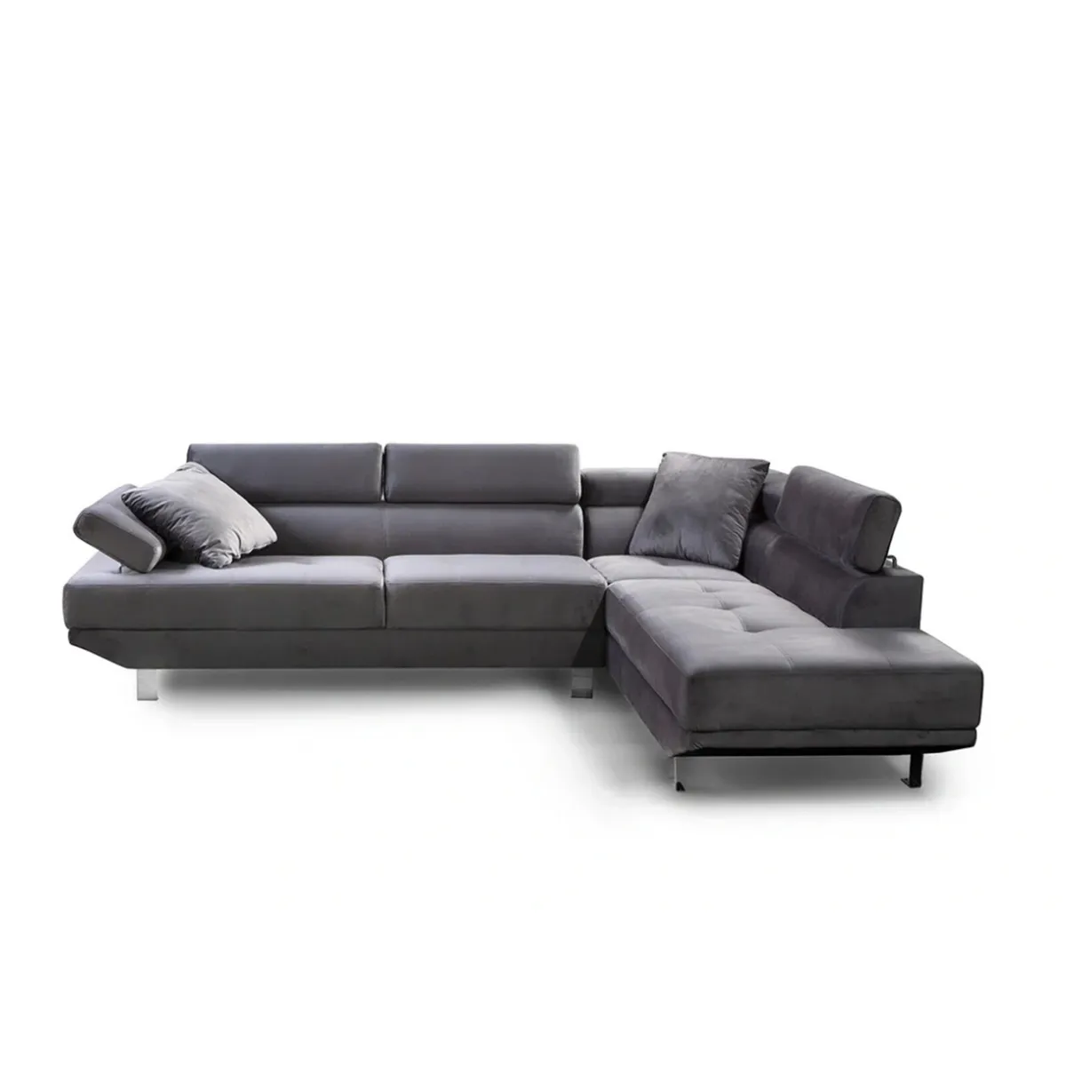 Sleek Grey Velvet Sectional Sofa Cozy - Image 4