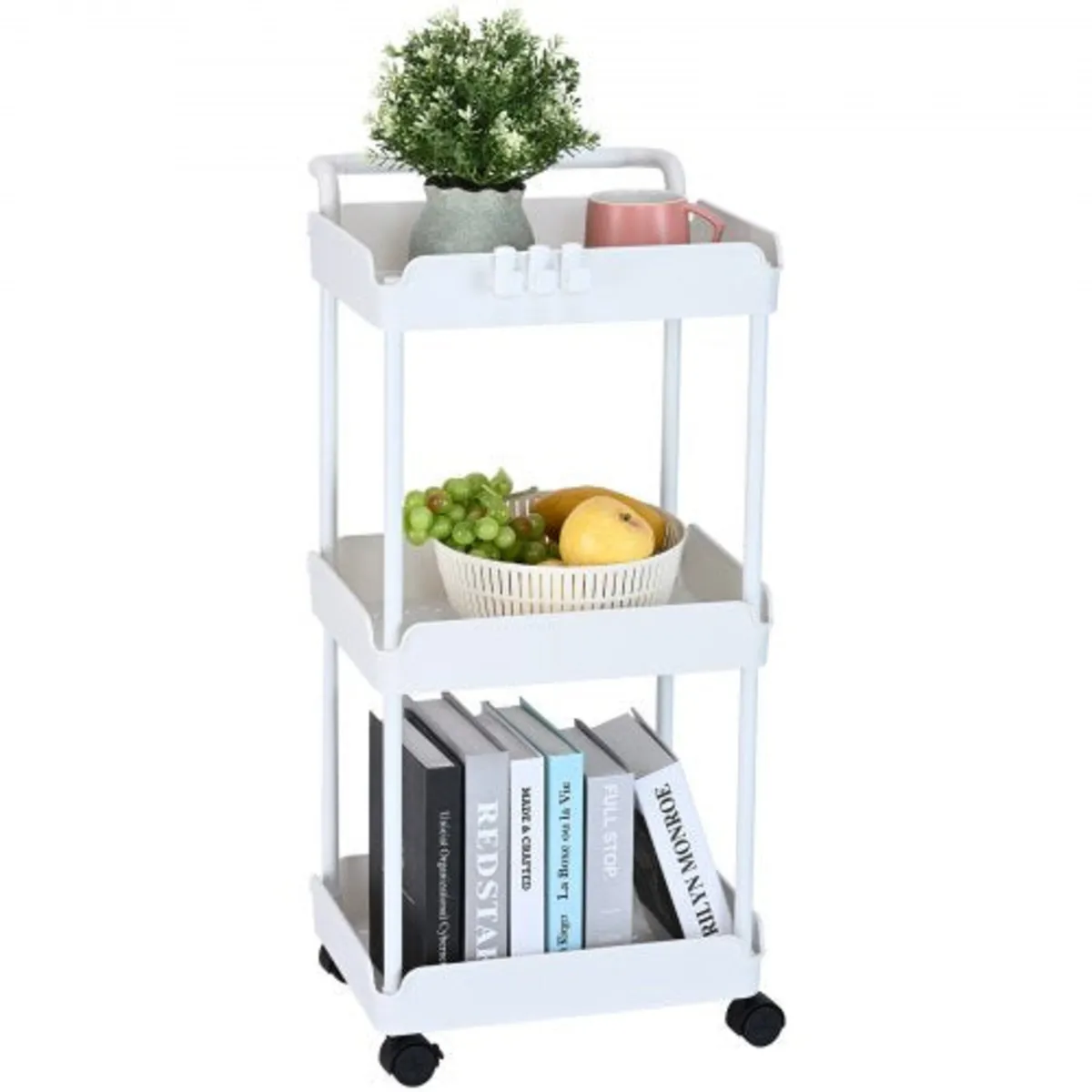 3-Tier Rolling Utility Cart, Kitchen Cart with Loc