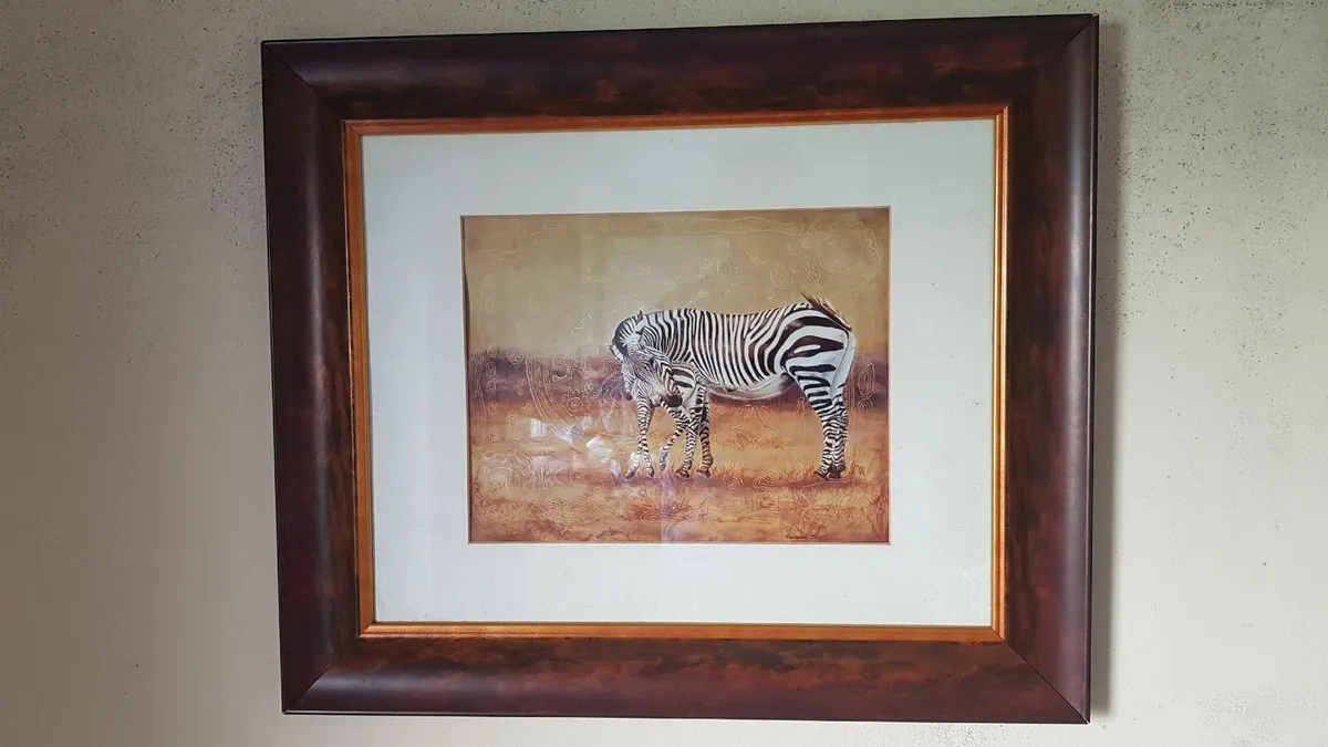 2pc.Vanessa Jayne Framed Prints Lion &Zebra Family - Image 3