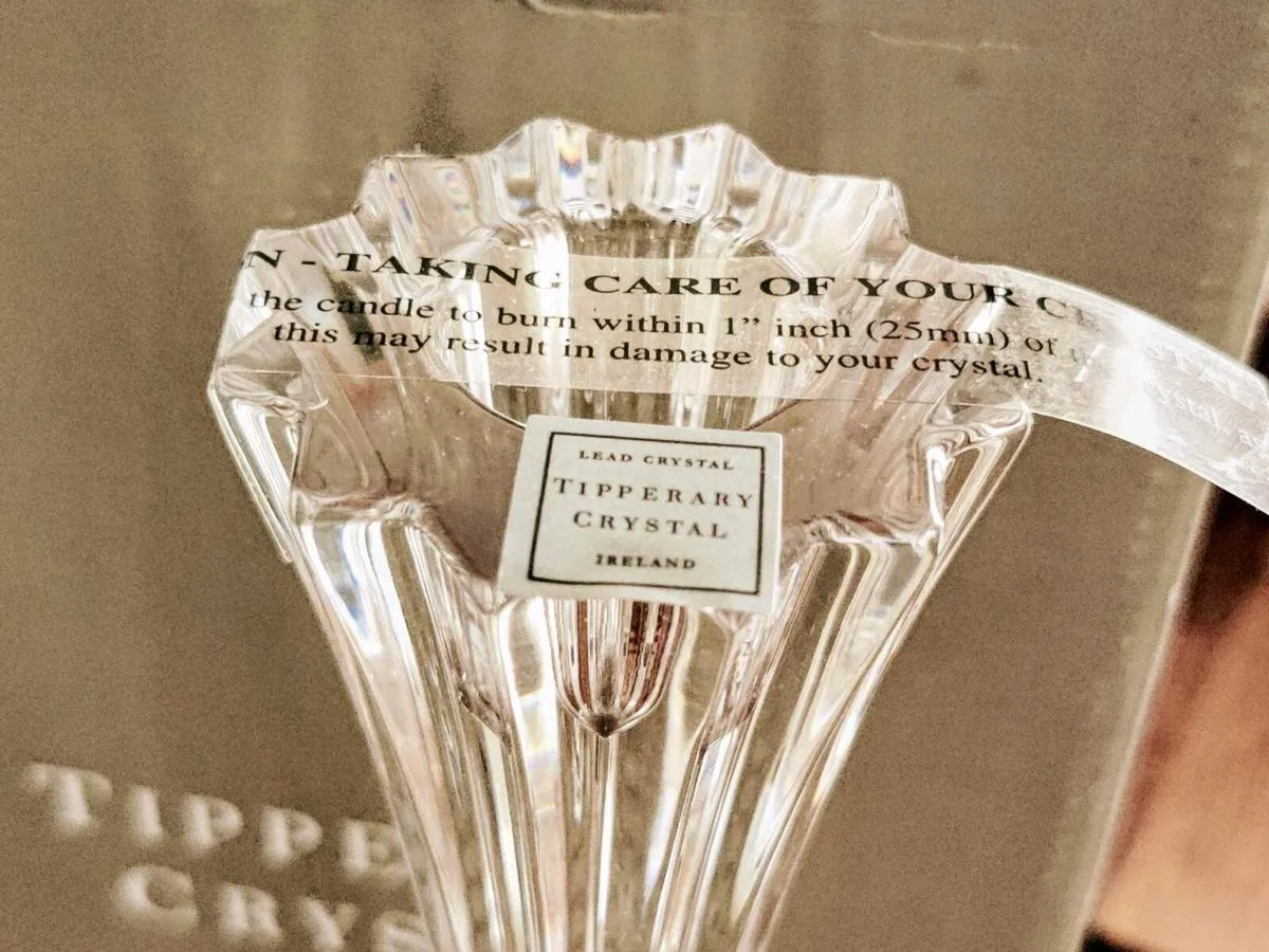 TIPPERARY CRYSTAL, 2 Tall New Candle Holders ! - Image 4