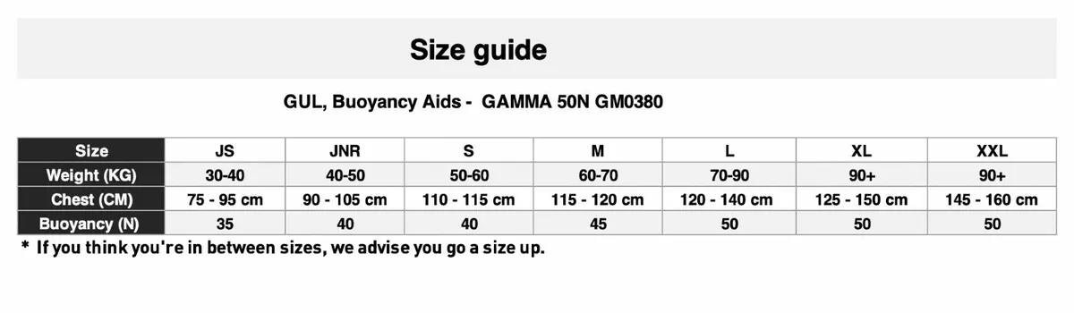 New GUL Gamma 50N Buoyancy Aids, all sizes - Image 3