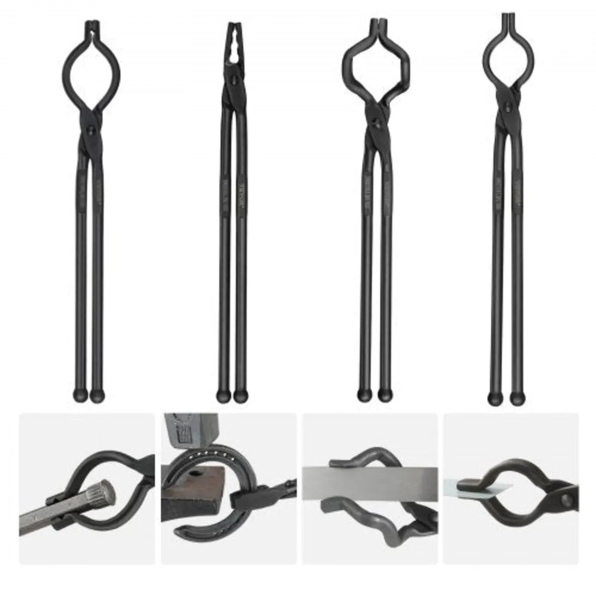 Blacksmith Tongs, 18â€ 4 PCS, V-Bit Bolt Tongs, W