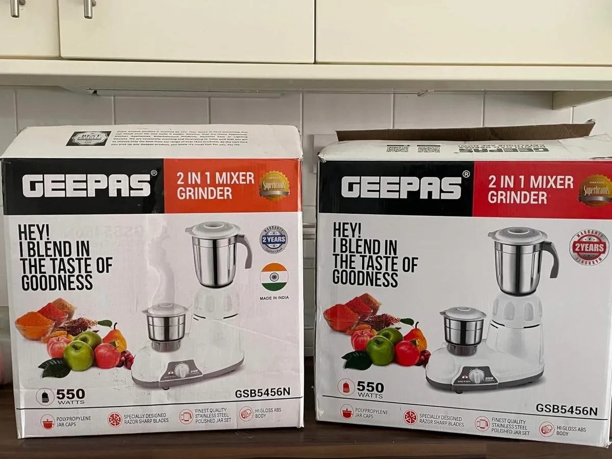 GEEPAS 550W 2-in-1 Mixer Grinder | Stainless Steel - Image 2