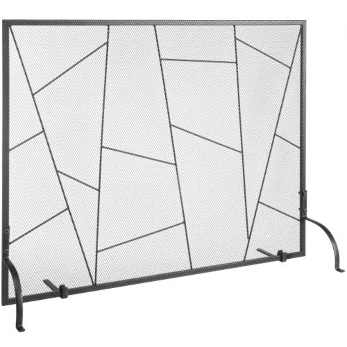 Fireplace Screen Single Panel, Sturdy Iron Mesh Fi