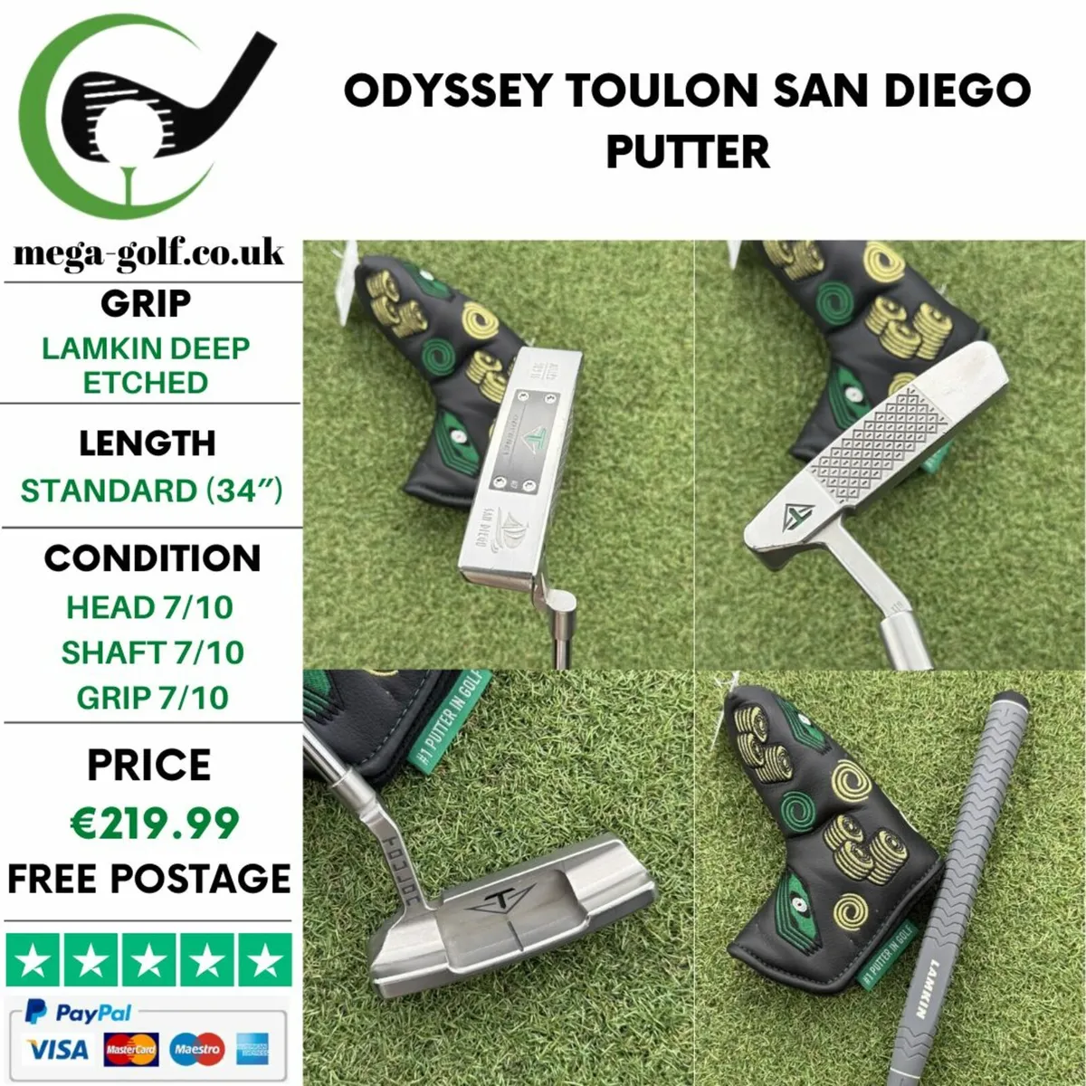 ODYSSEY TOULON SAN DIEGO PUTTER / 34″ - Image 1