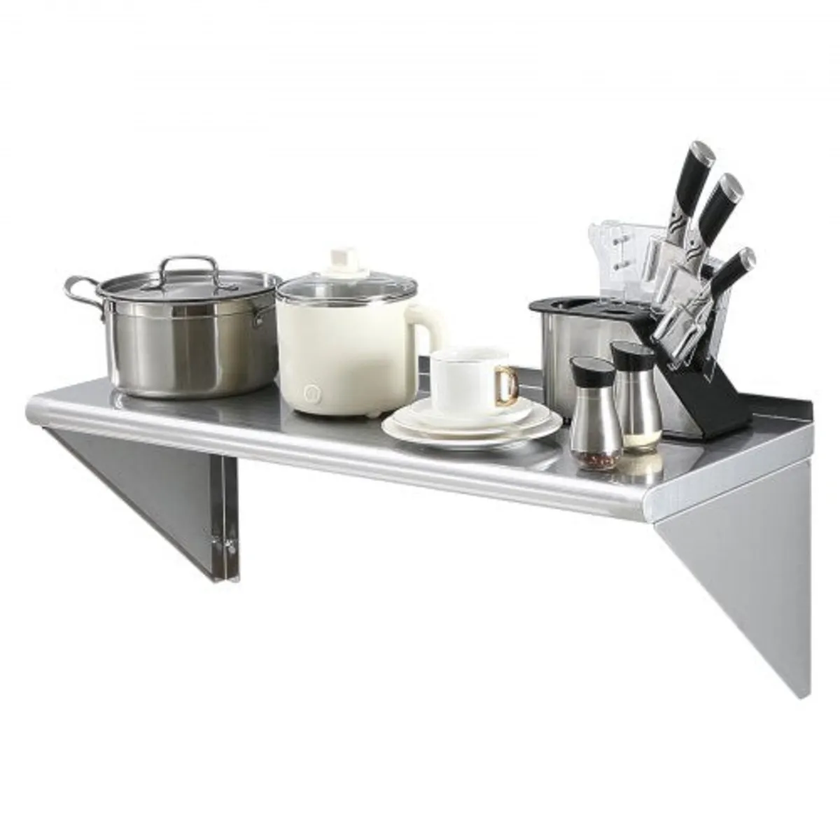 14" x 36" Stainless Steel Shelf, Wall Mounted Floa