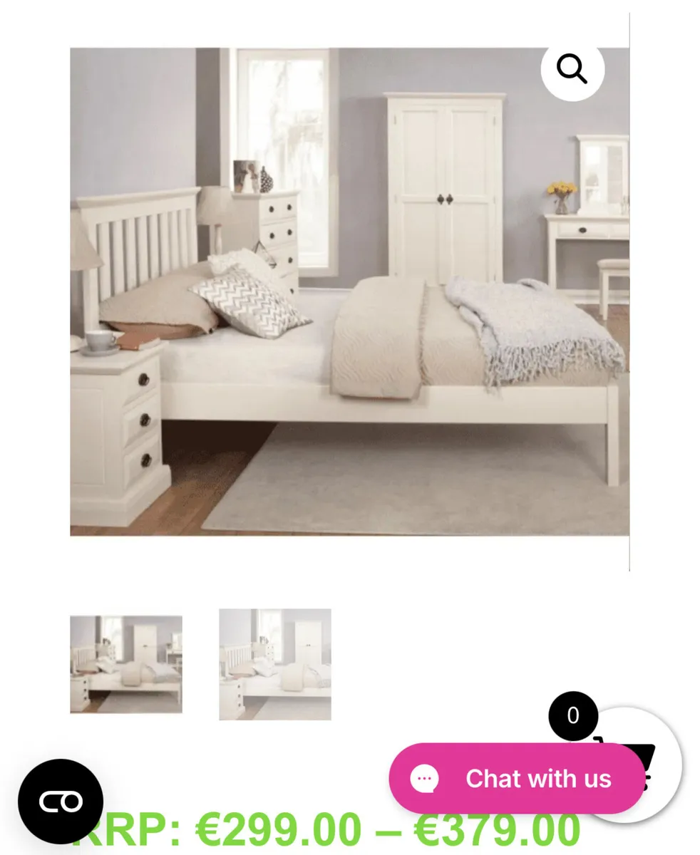 4 ft cream timber bed frame