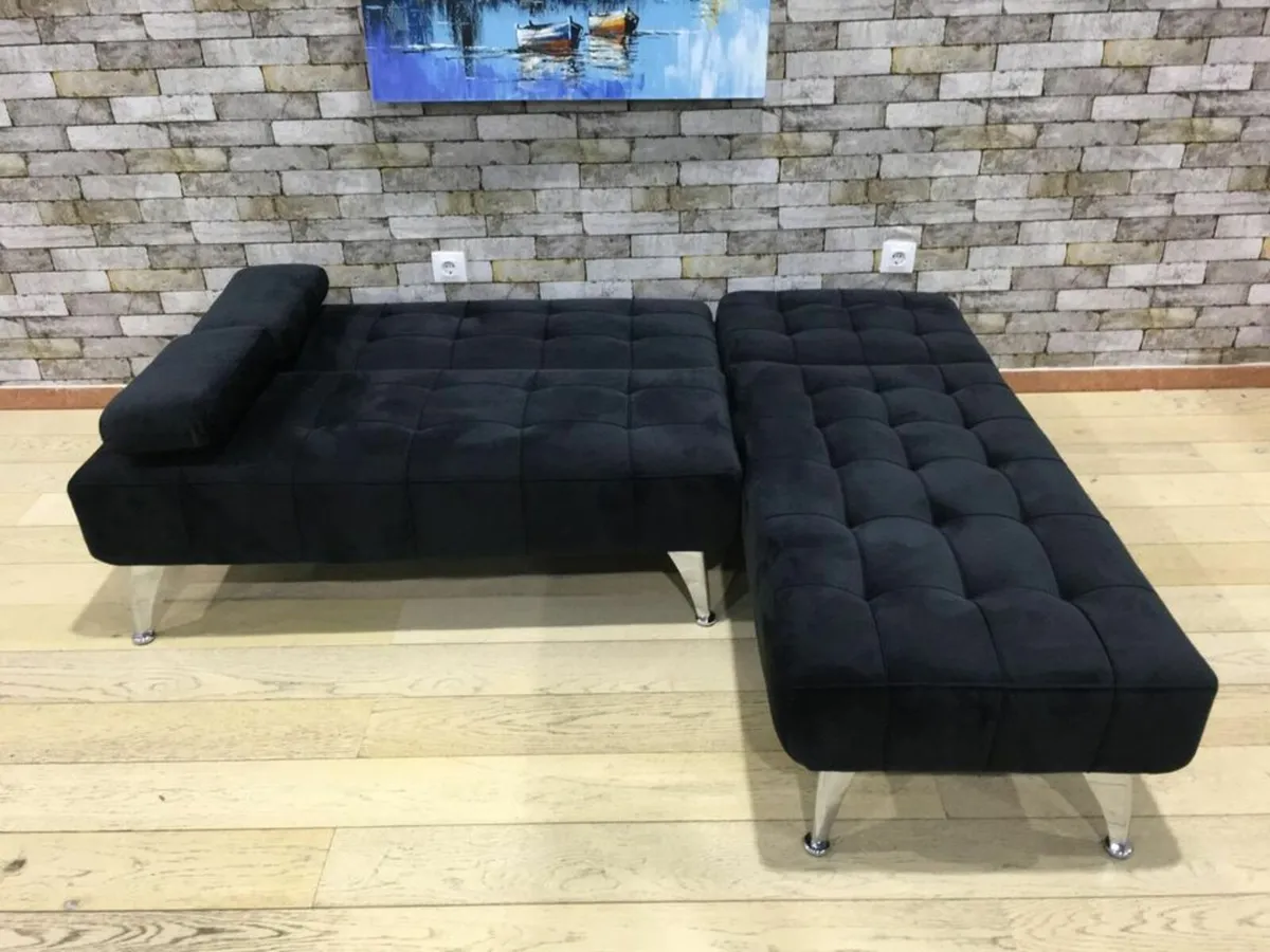 Black corner  Sofa Bed 198cm – Free Delivery - Image 3