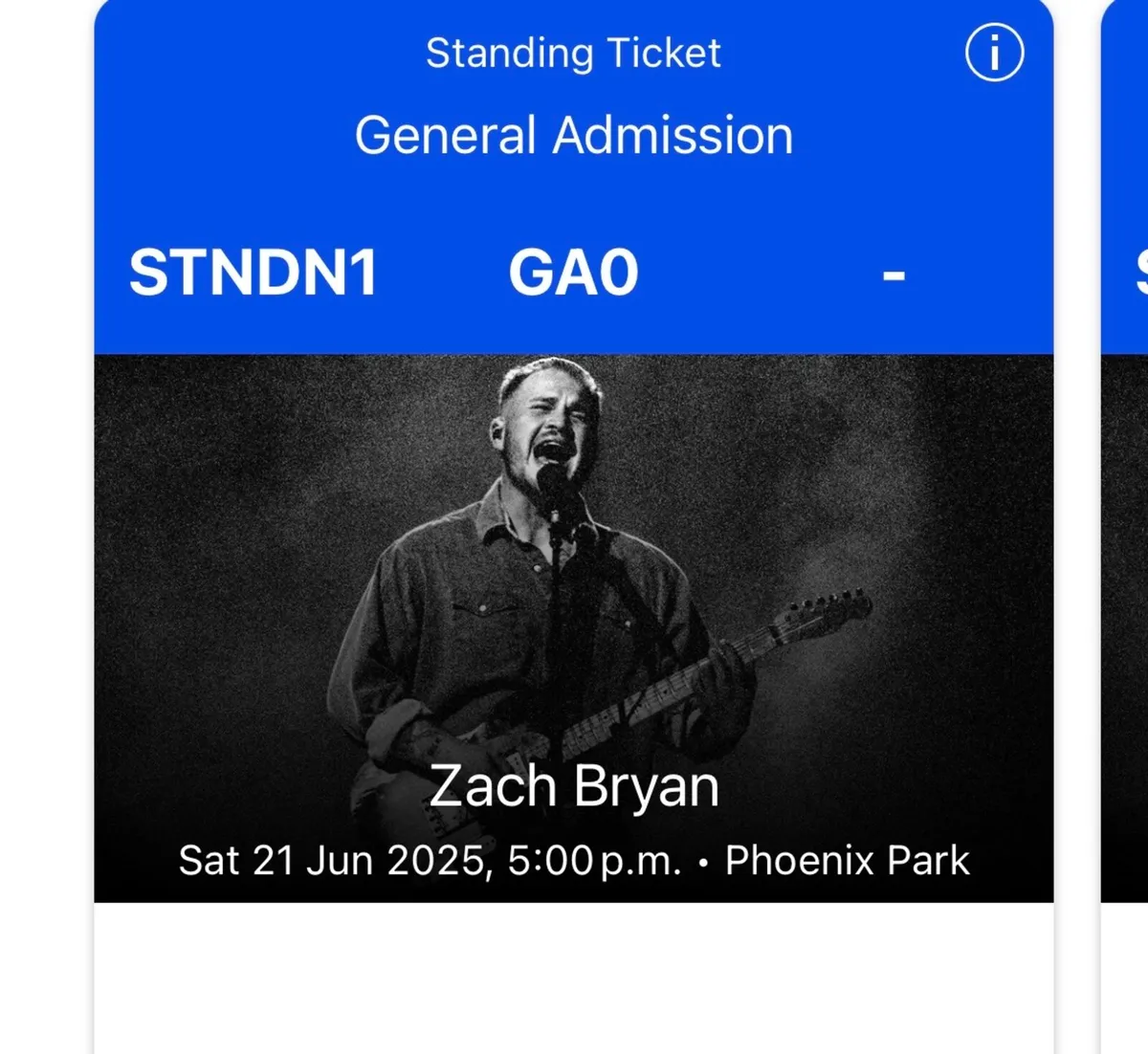 Zach Bryan tickets x2, Saturday 21st of June