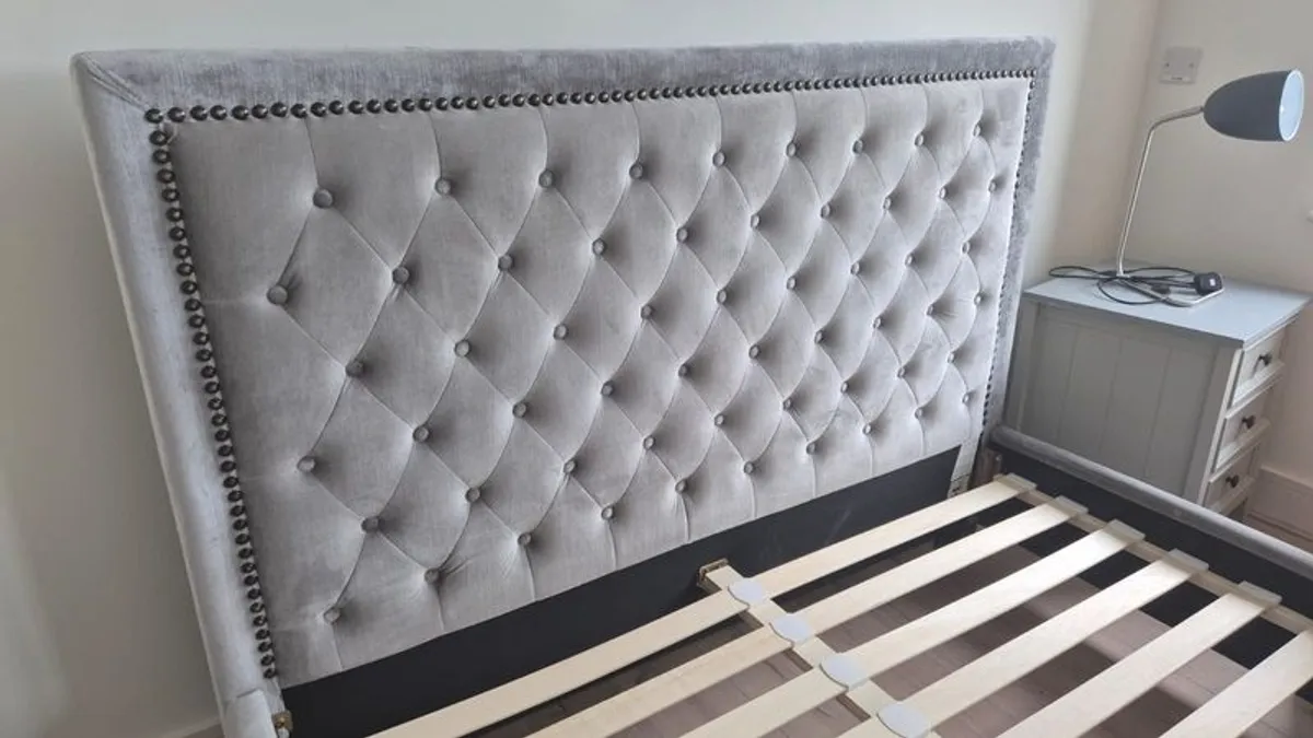 King Size bed frame and two side lockers - Image 2