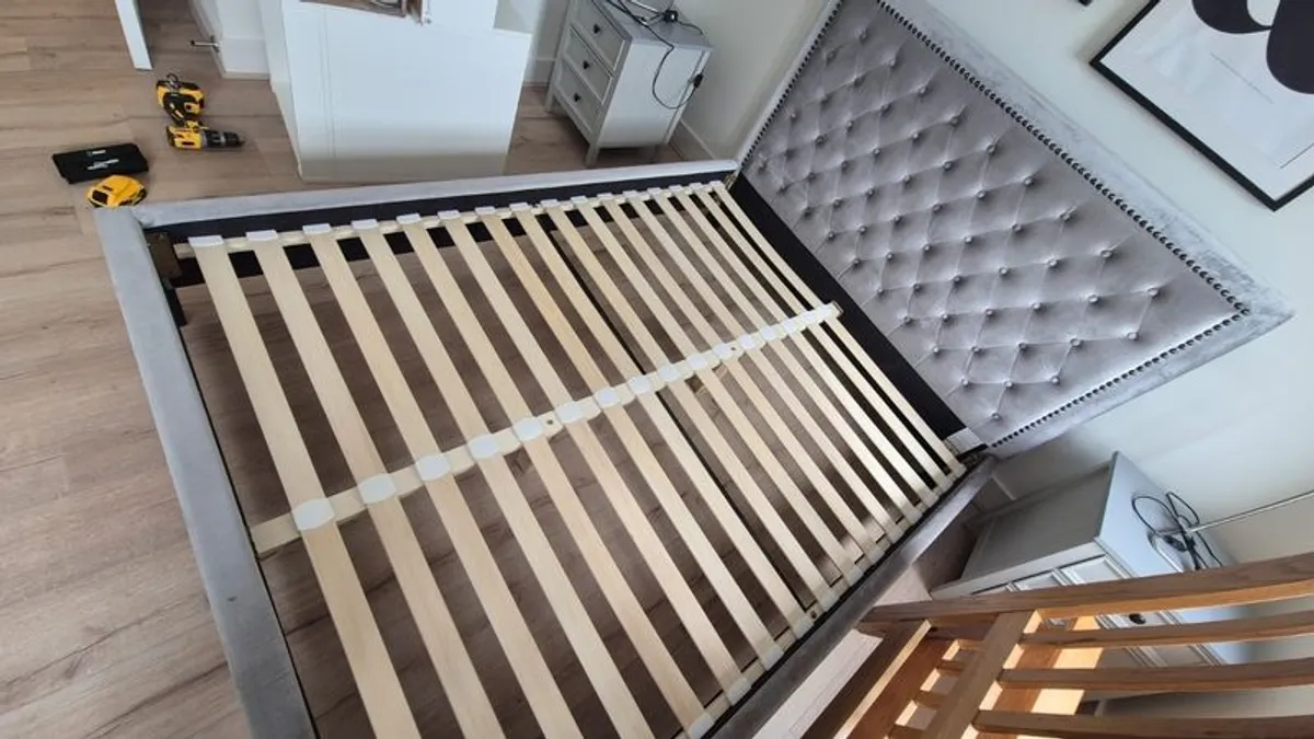 King Size bed frame and two side lockers - Image 3