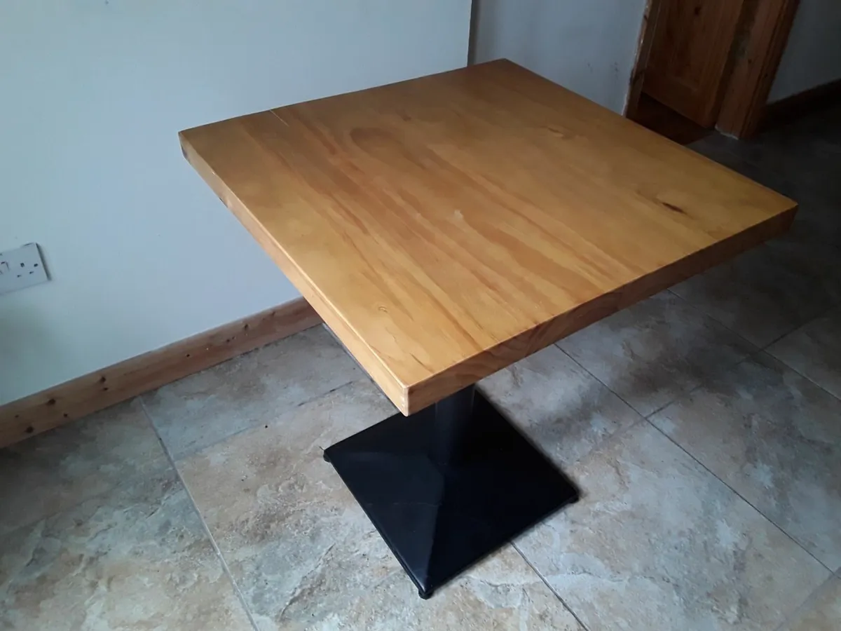 Solid pine brand new table black metal base - Image 1
