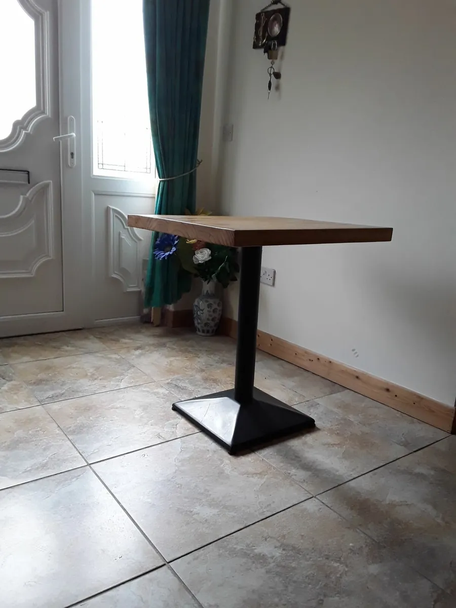 Solid pine brand new table black metal base - Image 2
