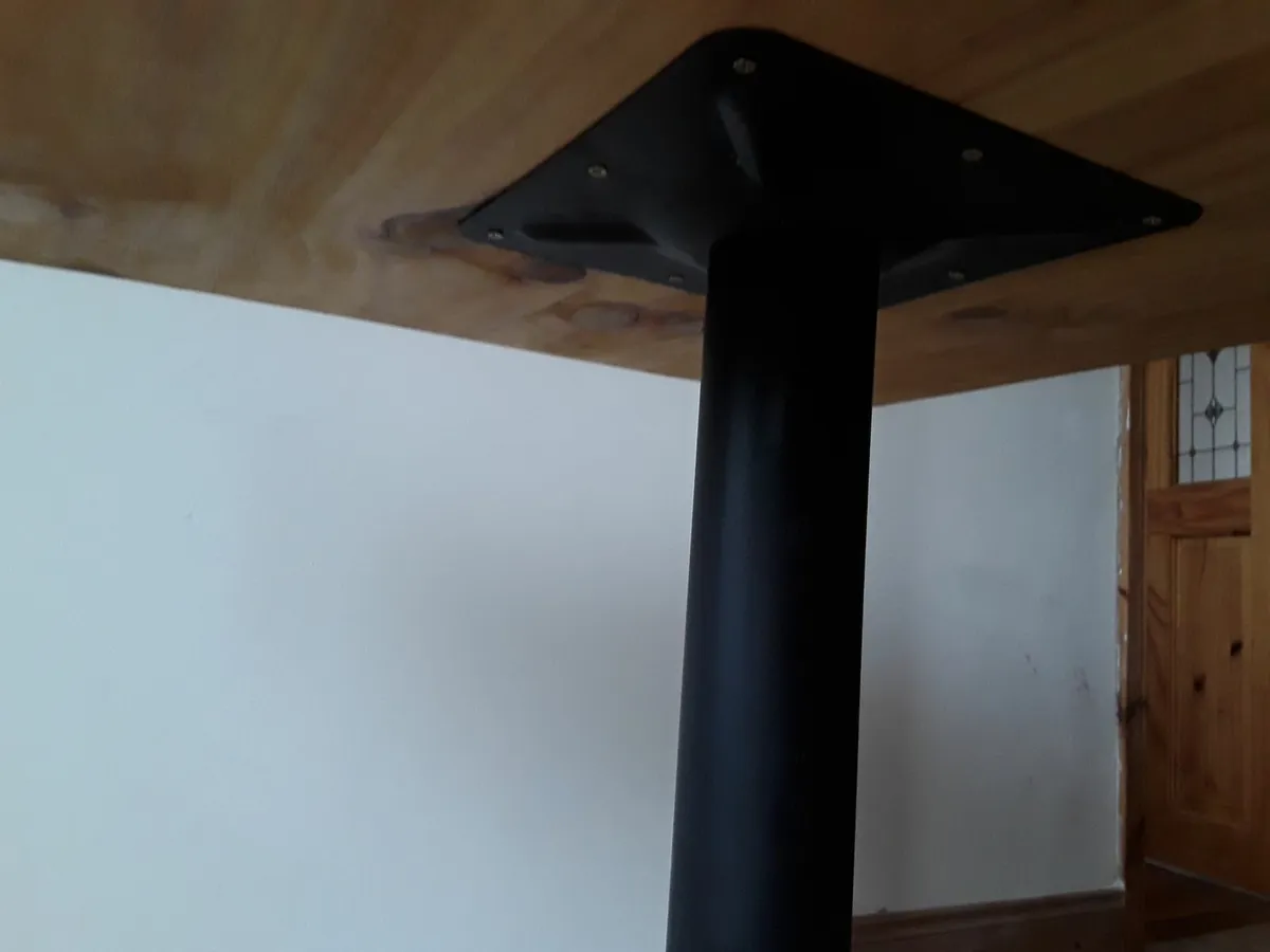 Solid pine brand new table black metal base - Image 3