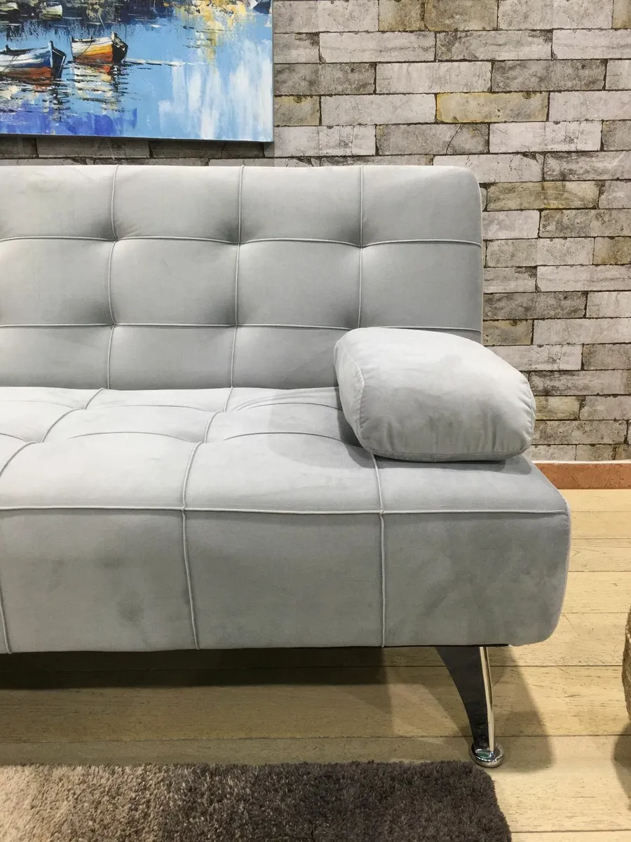 Light grey velvet Sofa Bed 198cm– Free Delivery - Image 3