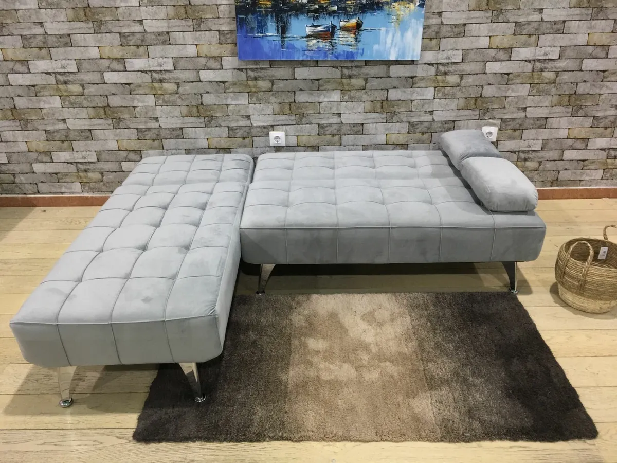 Light grey velvet Sofa Bed 198cm– Free Delivery - Image 4
