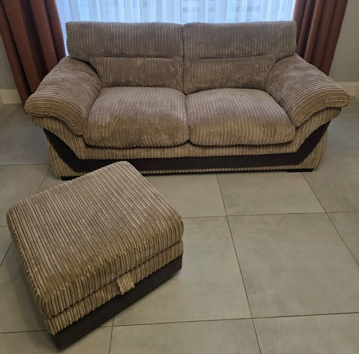 Large 2 Seater Sofa Bed with Storage Footstool - Image 1