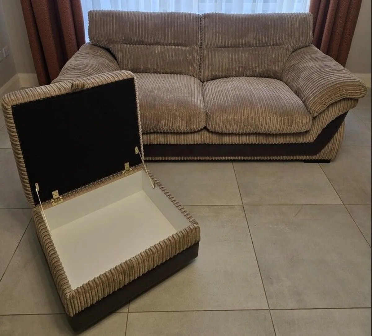 Large 2 Seater Sofa Bed with Storage Footstool - Image 2